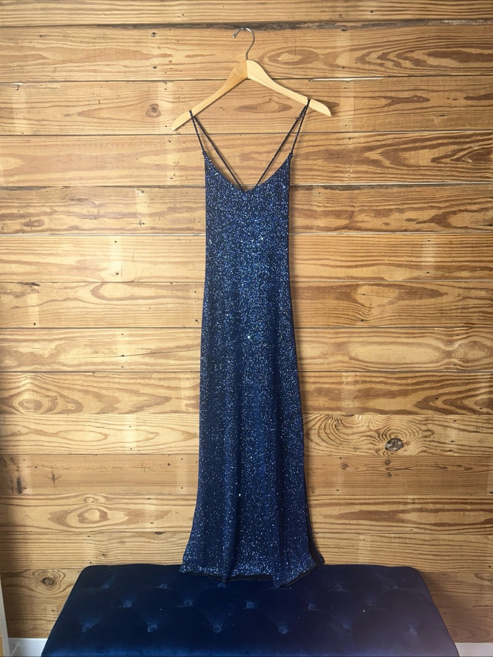 Finesse Navy Blue Sparkle Slip Dress